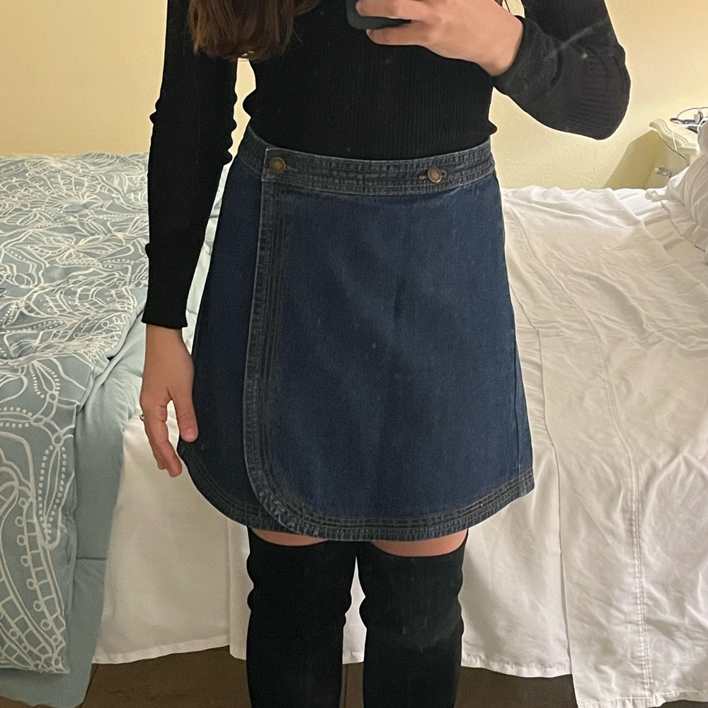 Denim wrap skirt